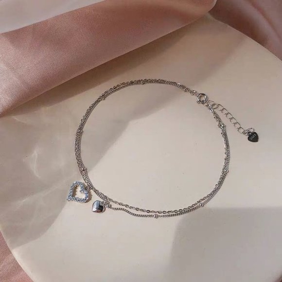 *NEW 925 Sterling Silver Diamond Heart Anklet - Picture 3 of 12